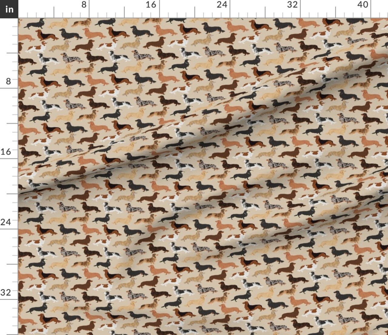 Various Fabrics by the Yard or Fat Quarter Haired Dachshunds Dogs Pet Cute Pets Weenie Dachshund Custom Printed Fabric by Spoonflower